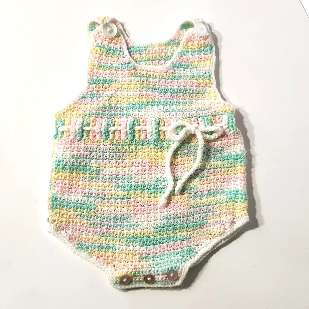 Knitted Spring Variegated Pastel Baby Romper